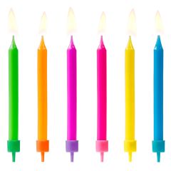 PartyDeco Birthday Candles Colourful Mix 6,5cm pk/6