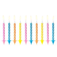 PartyDeco Birthday Candles Twisted Mix 6cm pk/10
