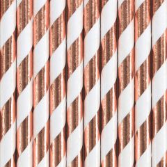 PartyDeco Paper Straws Light Rose Gold pk/10