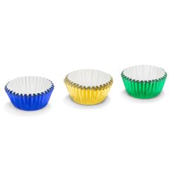Patisse Aluminum Praline Chocolate Cups Blue/Yellow/Green pk/75