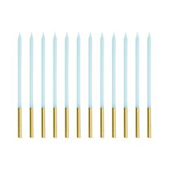 PartyDeco Birthday Candles Blue/Gold 14cm pk/12