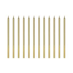 PartyDeco Birthday Candles Gold 14cm pk/12