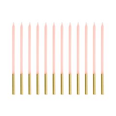 PartyDeco Birthday Candles Pink/Gold 14cm pk/12