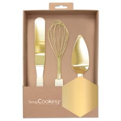 ScrapCooking Spatula, Whisk and Cake Server Gold set/3