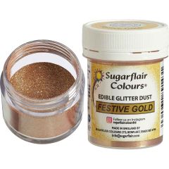 Sugarflair Edible Glitter Dust Festive Gold 10g