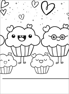 FunCakes Kawaii Coloring Sheet 1