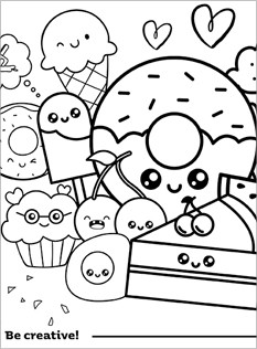 FunCakes Kawaii Coloring Sheet