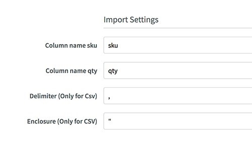 Example import settings