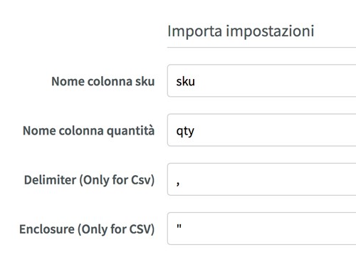 Example import settings