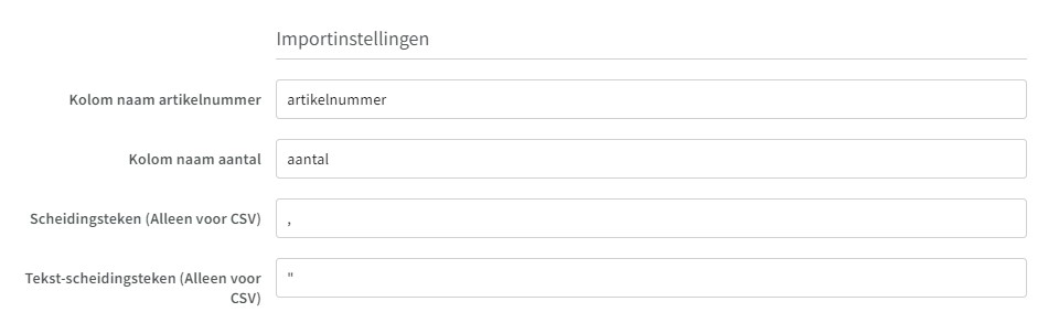 Voorbeeld aangepaste instellingen