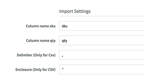 Import settings